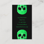 Gothic Skull Head Green Neon Black Tattoo Shop Visitekaartje (Achterkant)