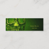 Gothic Skull Head Green Neon Metallic Tattoo Shop Mini Visitekaartje (Voorkant)