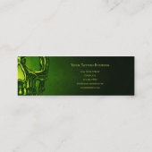 Gothic Skull Head Green Neon Metallic Tattoo Shop Mini Visitekaartje (Achterkant)
