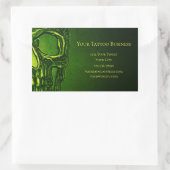 Gothic Skull Head Green Neon Metallic Tattoo Shop Rechthoekige Sticker (Tas)