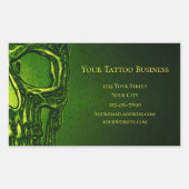 Gothic Skull Head Green Neon Metallic Tattoo Shop Rechthoekige Sticker (Voorkant)