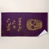 Gothic Skull Head Grunge Gold Paars Cool Strandlaken (Voorkant)