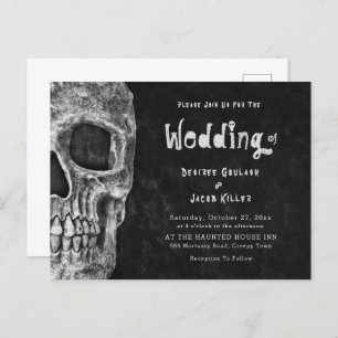 Gothic Skull Head Halloween Wedding Uitnodiging