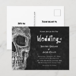 Gothic Skull Head Halloween Wedding Uitnodiging Briefkaart