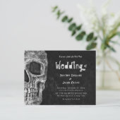Gothic Skull Head Halloween Wedding Uitnodiging Briefkaart (Staand voorkant)