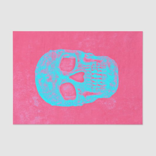 Gothic Skull Head Hot Pink Blue Decoupage Pop Art Tissuepapier (Voorkant)