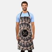 Gothic Skull Head Monogram  Sepia Abstract Schort (Gedragen)