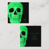 Gothic Skull Head Neon Green Black Tattoo Shop Vierkante Visitekaartje (Voorkant / Achterkant)