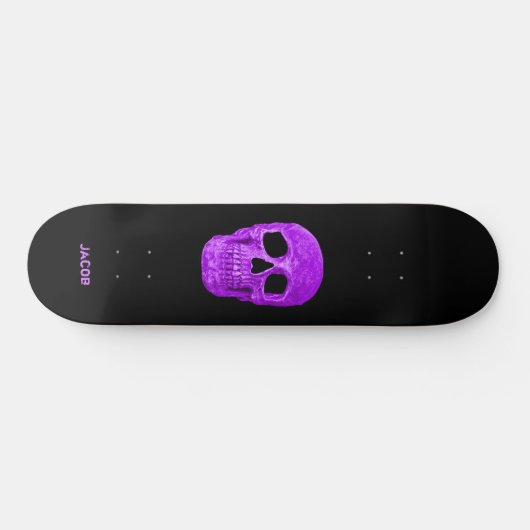 Gothic Skull Head Neon Paars Black Cool Persoonlijk Skateboard (Horizontaal)
