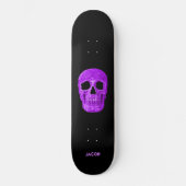 Gothic Skull Head Neon Paars Black Cool Persoonlijk Skateboard (Voorkant)