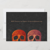 Gothic Skull Head Oranje Black Halloween Wedding Kaart (Achterkant)