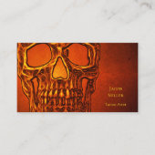 Gothic Skull Head Oranje Black Tattoo Shop Visitekaartje (Voorkant)