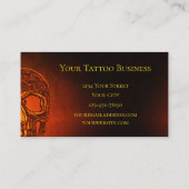 Gothic Skull Head Oranje Black Tattoo Shop Visitekaartje (Achterkant)