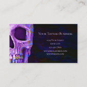 Gothic Skull Head Paars Blue Tattoo Shop Visitekaartje (Achterkant)