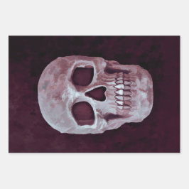 Gothic Skull Head Paars Cool Spooky Design Inpakpapier Vel