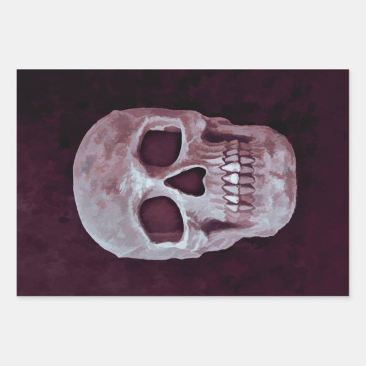Gothic Skull Head Paars Cool Spooky Design Inpakpapier Vel (Voorkant)