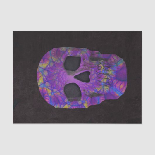 Gothic Skull Head Paarse Abstracte Pop Art Tissuepapier (Voorkant)
