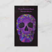 Gothic Skull Head Paarse Abstracte Pop Art Visitekaartje (Voorkant)
