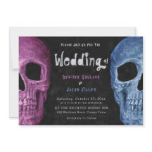 Gothic Skull Head Pink Blue Halloween Wedding