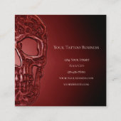 Gothic Skull Head Red Black Ggloing Tattoo Shop Vierkante Visitekaartje (Achterkant)