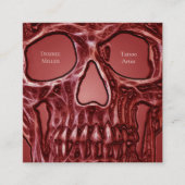 Gothic Skull Head Red Black Ggloing Tattoo Shop Vierkante Visitekaartje (Voorkant)