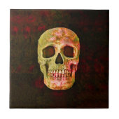 Gothic Skull Head Red Green Retro  Tegeltje (Voorkant)