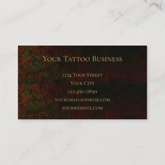 Gothic Skull Head Red Green Tattoo Shop Visitekaartje (Achterkant)