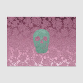 Gothic Skull Head roze Green Girly Floral Design Tissuepapier