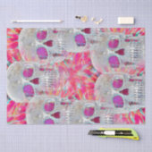Gothic Skull Head roze, kleurrijke Pop Tissuepapier (Craft)