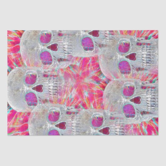 Gothic Skull Head roze, kleurrijke Pop Tissuepapier (Voorkant)