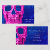 Gothic Skull Head Roze Royal Blue Tattoo Shop Visitekaartje (Voorkant / Achterkant)