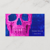 Gothic Skull Head Roze Royal Blue Tattoo Shop Visitekaartje (Voorkant)