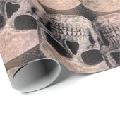Gothic Skull Head  Sepia Abstract Patroon Cadeaupapier (Rol Hoek)