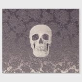 Gothic Skull Head White Grey Modern  Floral Cadeaupapier (Vlak)