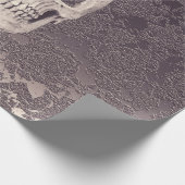 Gothic Skull Head White Grey Modern  Floral Cadeaupapier (Hoek)