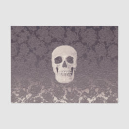 Gothic Skull Head White Grey Modern  Floral Tissuepapier