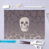 Gothic Skull Head White Grey Modern Floral Tissuepapier (Craft)