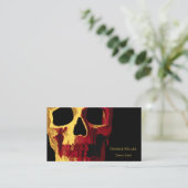 Gothic Skull Head Yellow Red Black Macabre Visitekaartje (Staand voorkant)