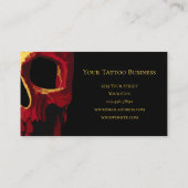 Gothic Skull Head Yellow Red Black Macabre Visitekaartje (Achterkant)