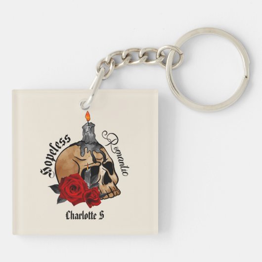Gothic Skull Hopeless Romantic Sleutelhanger (Achterkant)