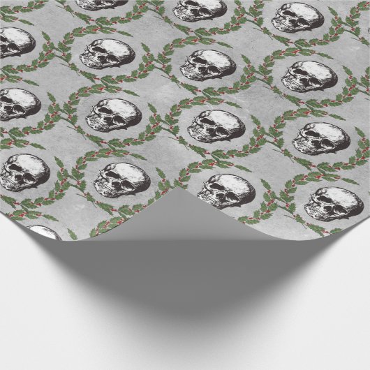 Gothic Skull-kerstkreet  Cadeaupapier (Hoek)