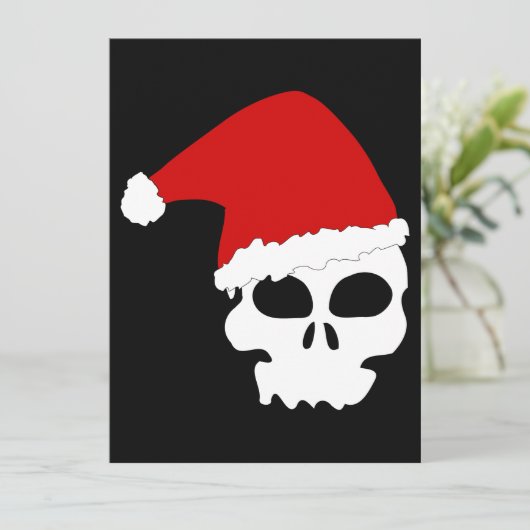 gothic skull kerstmis feestdagenkaart (Staand voorkant)