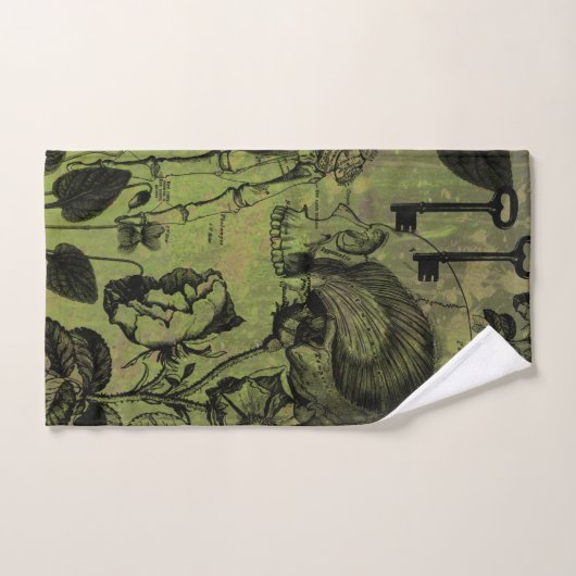 Gothic Skull Key Collage Bad Handdoek (Handdoek)