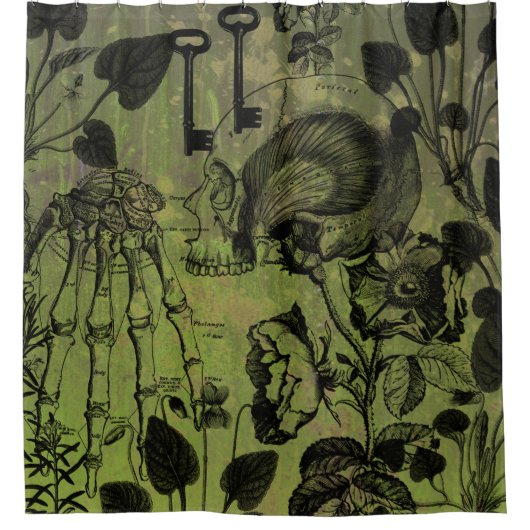 Gothic Skull Key Collage Douchegordijn (Voorkant)