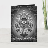 Gothic Skull King: Donkere Baroque Regal Birthday Kaart (Voorkant)
