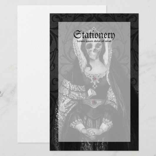 Gothic Skull Lady Briefpapier (Voorkant / Achterkant)