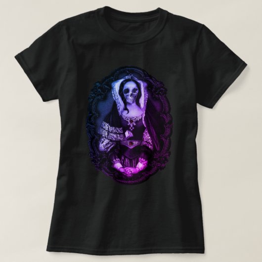 Gothic Skull Lady Paars T-Shirt (Design voorkant)