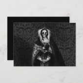 Gothic Skull Lady RSVP Kaartje (Voorkant / Achterkant)