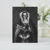 Gothic Skull Lady RSVP Kaartje (Staand voorkant)
