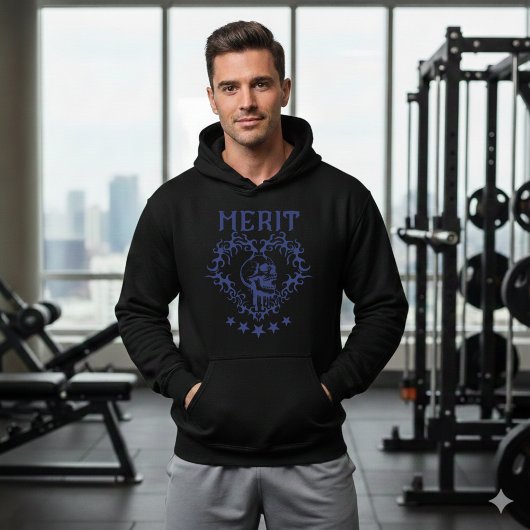 Gothic Skull MERIT Grafische Zwarte Hoodie